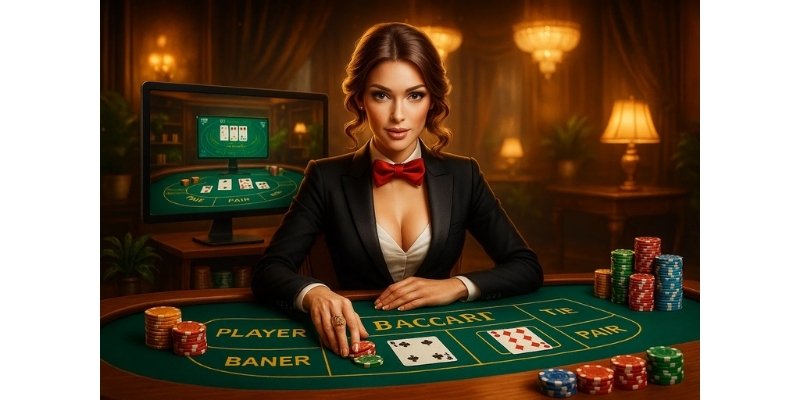 Giao diện Baccarat trực tuyến tại Kubet mang đến trải nghiệm chân thực, sống động như đang ngồi tại sòng bạc.